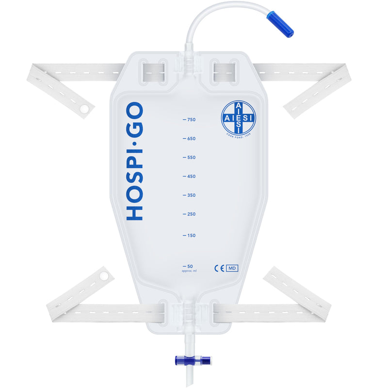 Aiesi Urine Bag Leg Bag Reusable Contents 750 Ml 30 Cm Tube With Drain Valve (T) And Anti-Reflux Valve Hospi-Go (Pack Of 10), Back Made Of Breathable Material - NewNest Australia