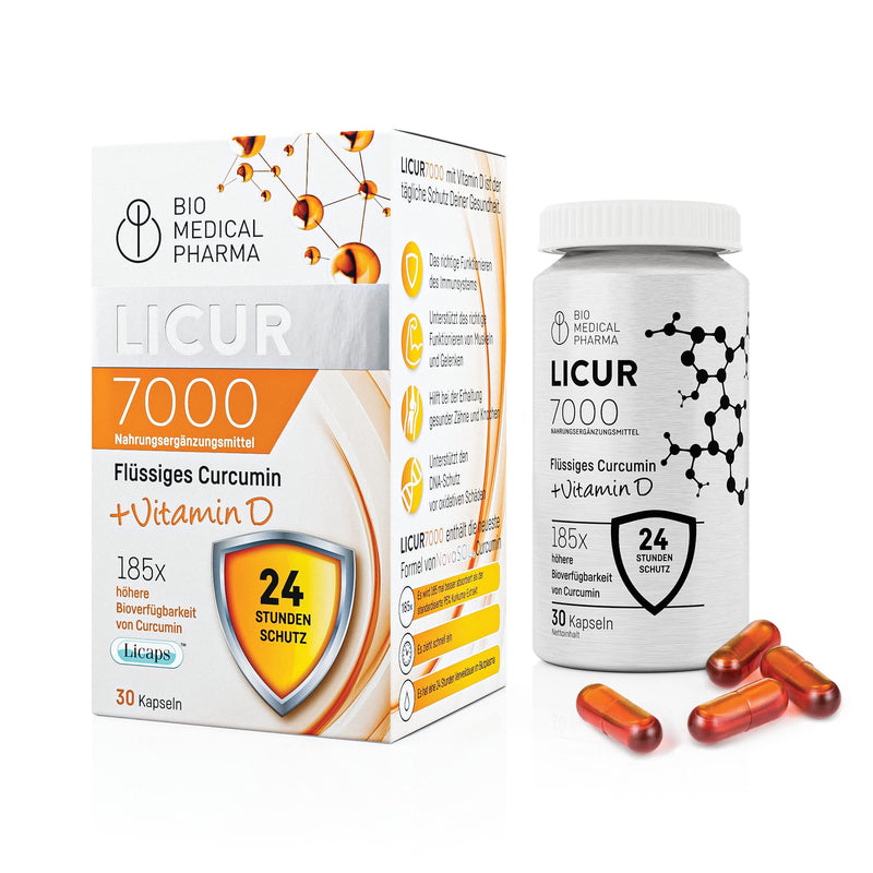 Turmeric capsules with vitamin D3 - 185x higher bioavailability - High-dose micellar curcumin - 1 capsule daily - equivalent to 6,600 mg turmeric powder - Licur 7000 with vitamin D (monthly pack) Licur7000 + Vitamin D - NewNest Australia