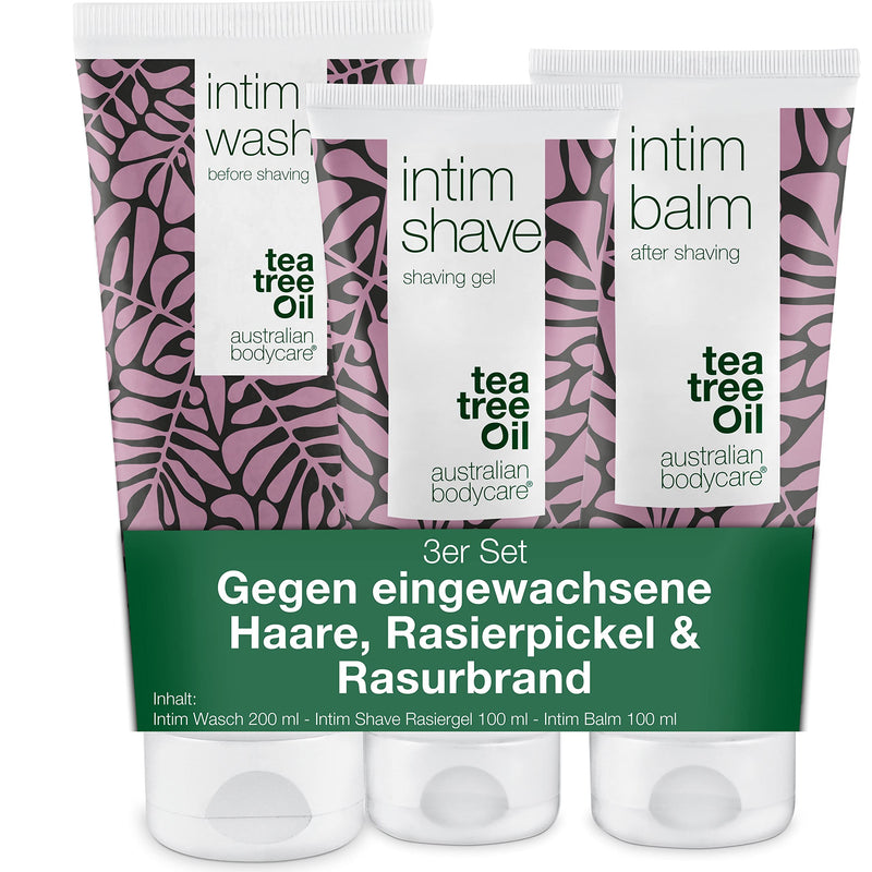 Australian Bodycare 3piece intimate shaving set against ingrown hairs, red pimples &amp; Razor burn after hair removal | Washing lotion Intim Wash 200ml, Intim Shave shaving gel 100ml &amp; Intim Balm Aftershave 100ml - NewNest Australia