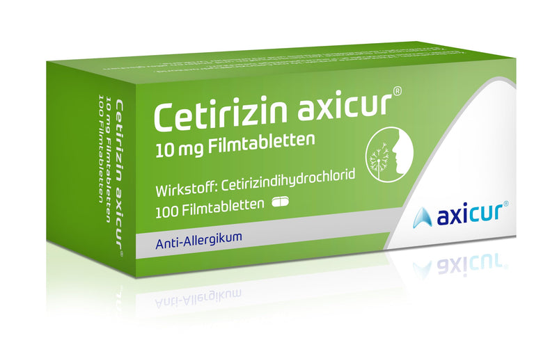 Cetirizin axicur 10 mg film-coated tablets, relief from hay fever and associated complaints such as swelling, redness and itching of the skin, suitable for treating year-round allergies, 100 pieces (pack of 1) - NewNest Australia