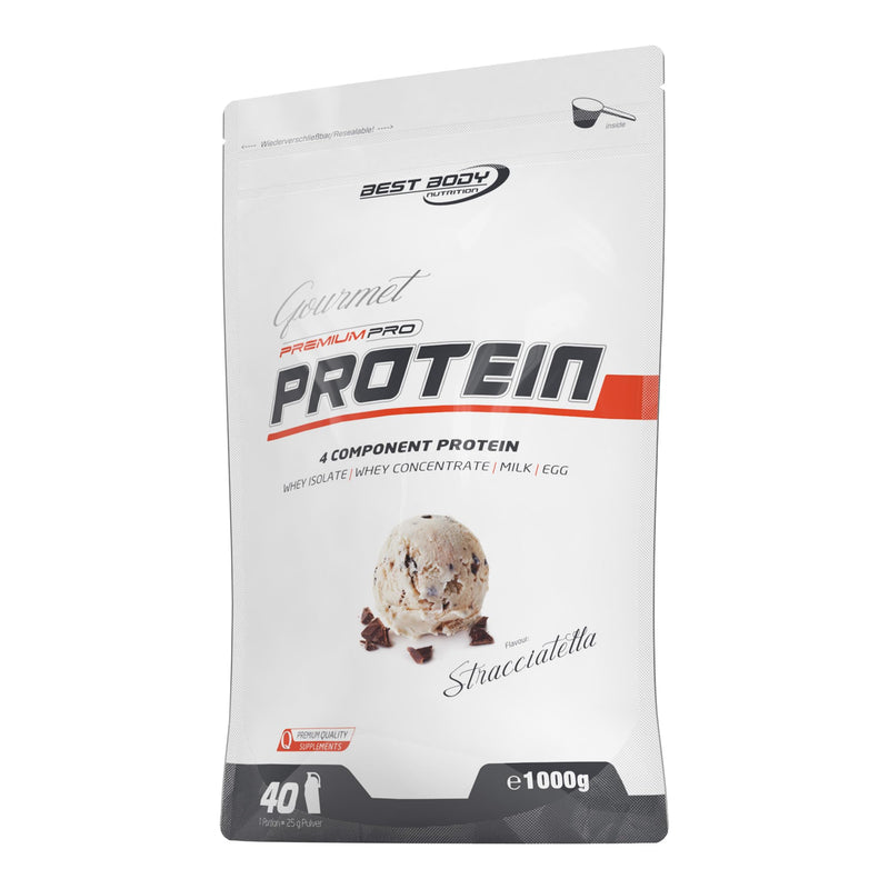 Best Body Nutrition Gourmet Premium Pro Protein, Stracciatella, 4 Component Protein Shake: Caseinate, Whey Concentrate, Whey Isolate, Egg Protein, 1 Kg Zip Bag - NewNest Australia