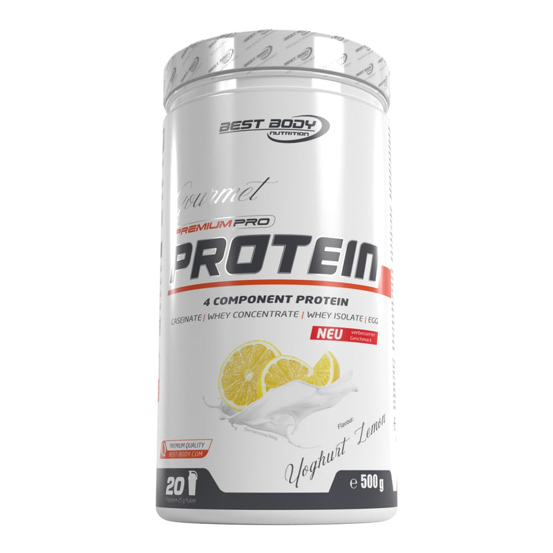 Best Body Nutrition Gourmet Premium Pro Protein, Yoghurt Lemon, 4 Components Protein Shake: Caseinate, Whey Concentrate, Whey Isolate, Egg Protein, 500 G (Pack Of 1) - NewNest Australia
