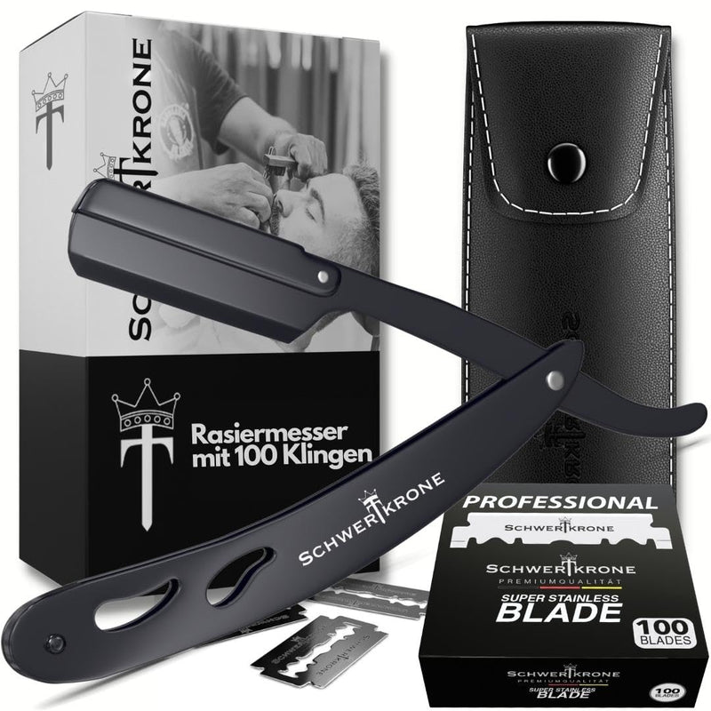 Schwertkrone Men's Razor with 100 Premium Interchangeable Blades + Case (Black) Black - NewNest Australia