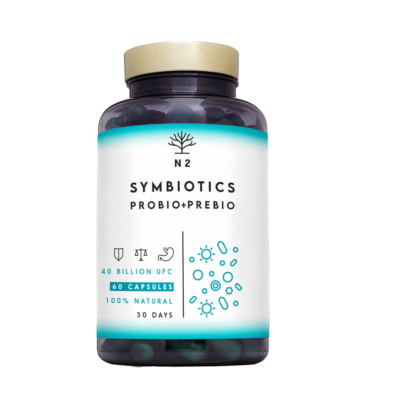 Probiotics And Prebiotics Complex With Inulin Probiotics High Dose 40 Billion Cfu Per Dose, Digestive Enzymes. Contains Lactobacillus And Lactic Acid Bacteria. 60 Capsules N2 Natural Nutrition - NewNest Australia