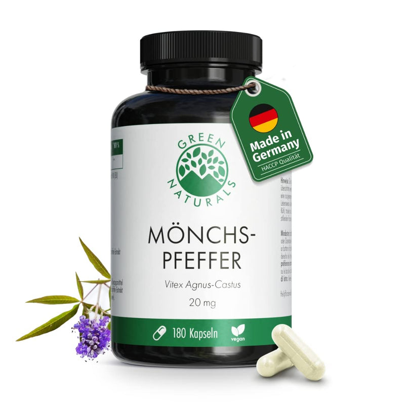 Monk pepper capsules - Premium: Monk pepper 5:1 extract - Double daily amount: 20 mg per capsule - 180 capsules - No additives, vegan - NewNest Australia