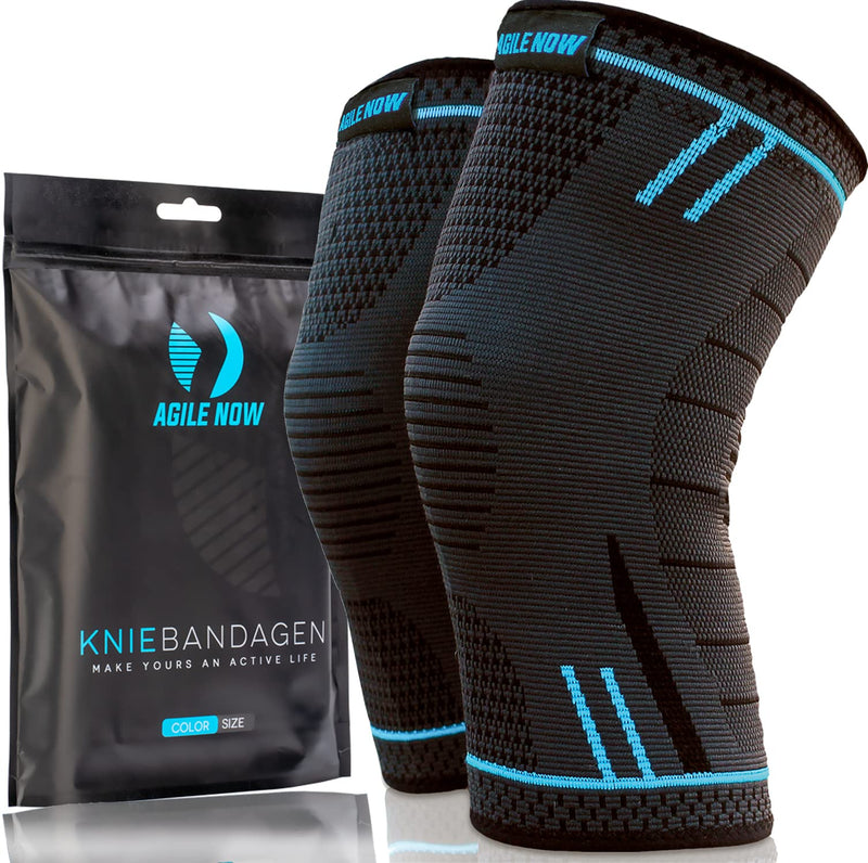 AGILE NOW Knee Support [Set of 2] [M - XXL] Premium Knee Support Men's Sports & Knee Support Women's Knee Supports L Blue Line - NewNest Australia