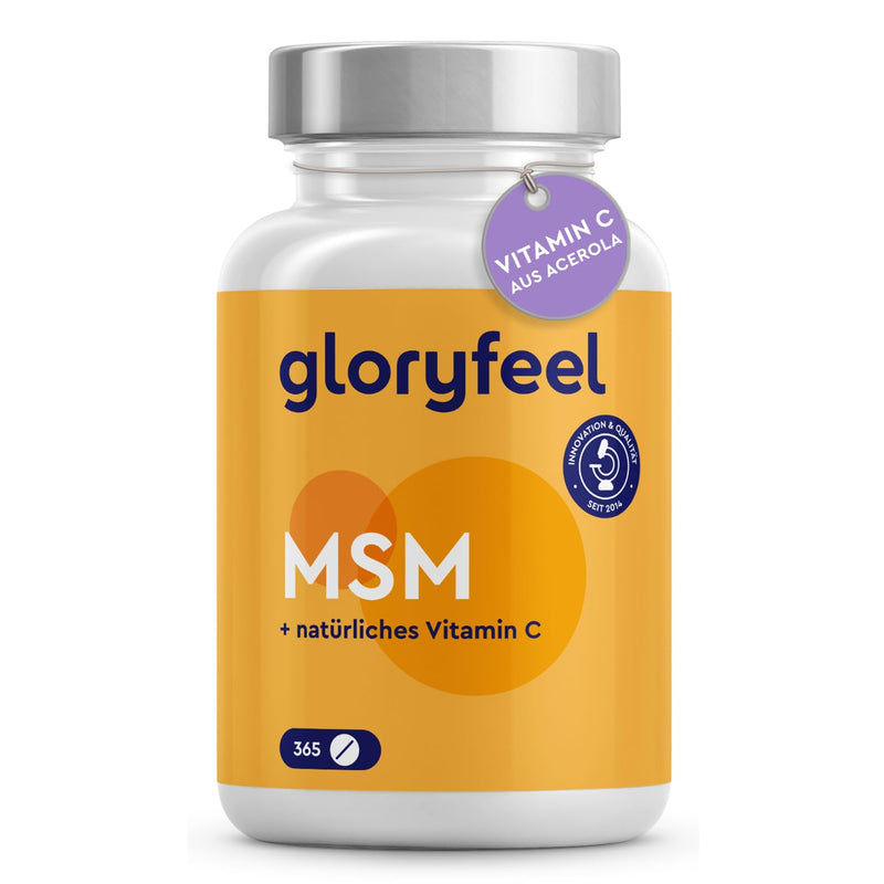 MSM 2000mg + Natural Vitamin C - 365 high-dose tablets - For bones, joints, skin & immune system* - Vegan methylsulfonylmethane - Laboratory tested and made in Germany without additives - NewNest Australia