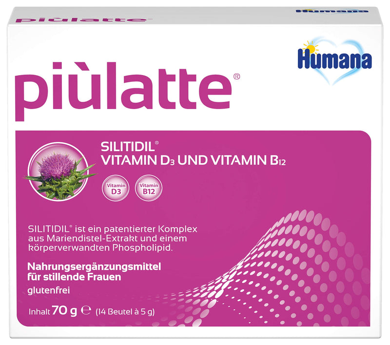 Humana piùlatte, nutritional supplement for breastfeeding women, with vitamin B12, vitamin D3 and milk thistle extract, nutritional supplement for breastfeeding, 14-day pack, sachet - NewNest Australia