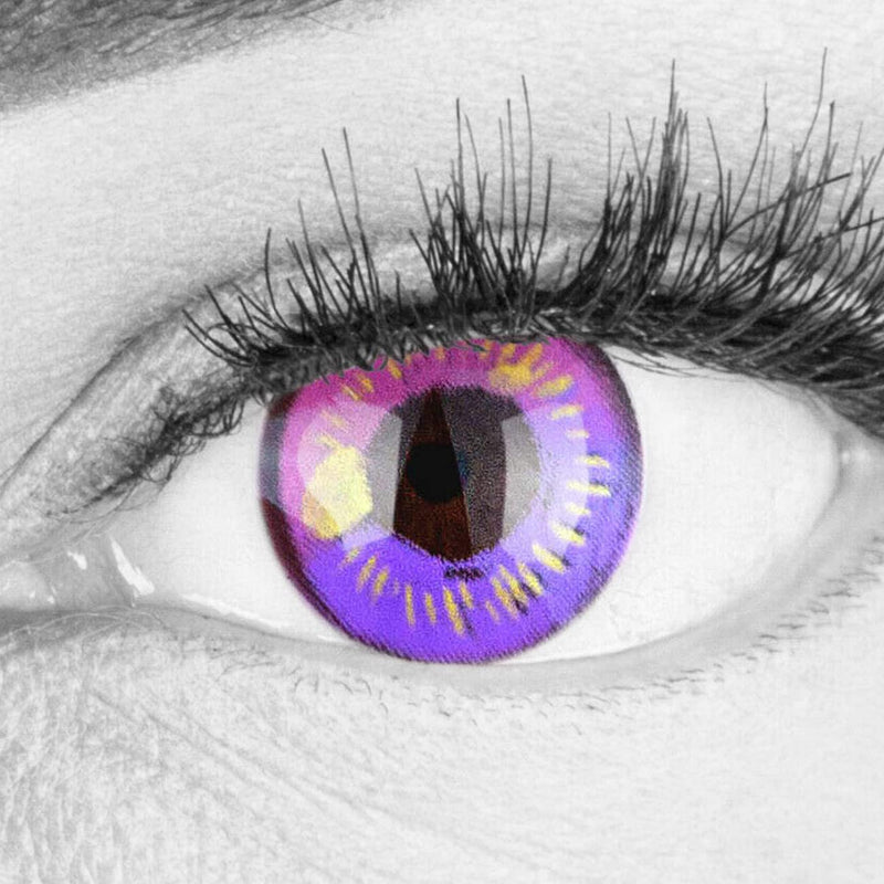 Colored Purple Contact Lenses Anime Violet Circle Lenses Heroes Of Cosplay Strong Opaque Without Prescription with free lens case - NewNest Australia