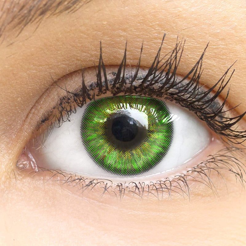 Green colored contact lenses Fresh Mint Green Very strong opaque SILICONE COMFORT NEW from GLAMLENS + container - 1 pair (2 pieces) - DIA 14.50 - without strength 0.00 diopters 0.0 diopters 8.6 millimeters 14.50 millimeters 2.0 - NewNest Australia