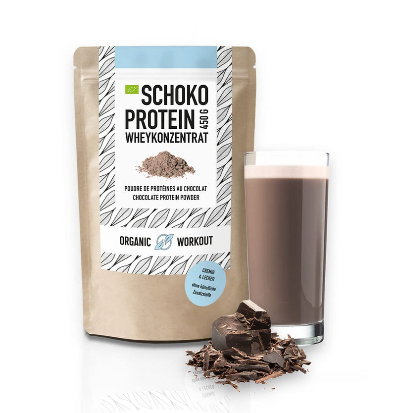Organic Workout Organic Chocolate Protein Powder From Whey Protein Concentrate - Organic, Lower-Carb, Protein Powder, With Pure Cocoa, With Erythritol, Premium Whey Protein, From Pasture, 450 G - NewNest Australia