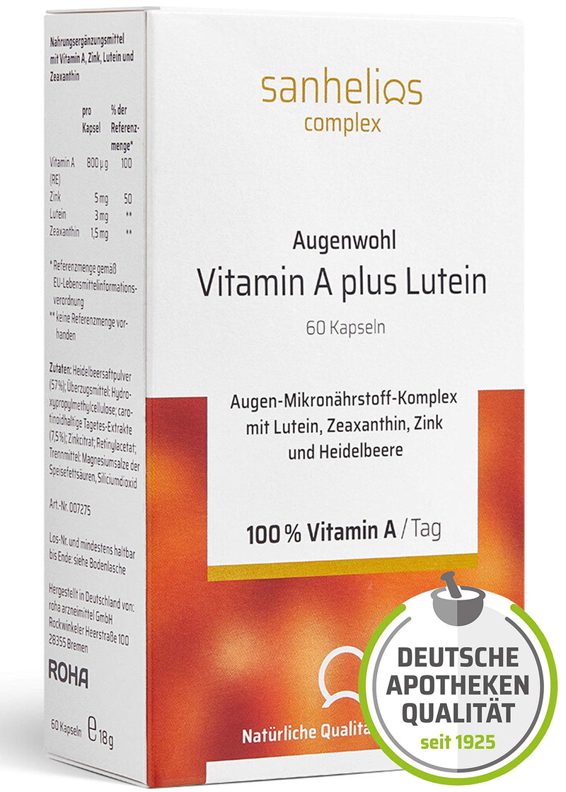 SANHELIOS Augenwohl Vitamin A plus Lutein capsules 60 pcs - NewNest Australia