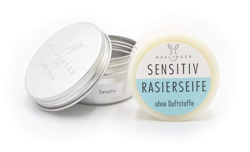 Sensitive shaving soap from Haslinger, 60g, in a can - NewNest Australia