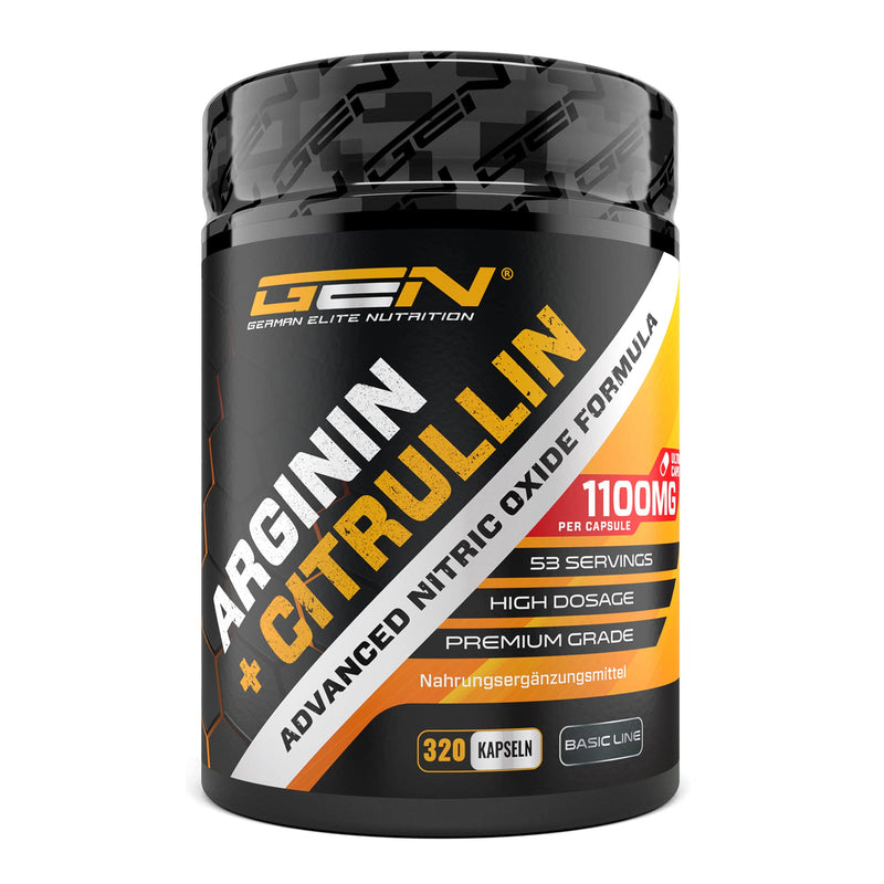 L-Arginine + L-Citrulline ‚ 320 Capsules ‚ 1100 Mg Per Capsule ‚ Citrulline 2:1 + Arginine Base 1:1 Ratio ‚ Premium Amino Acids ‚ Laboratory Tested Quality ‚ German Elite Nutrition - NewNest Australia