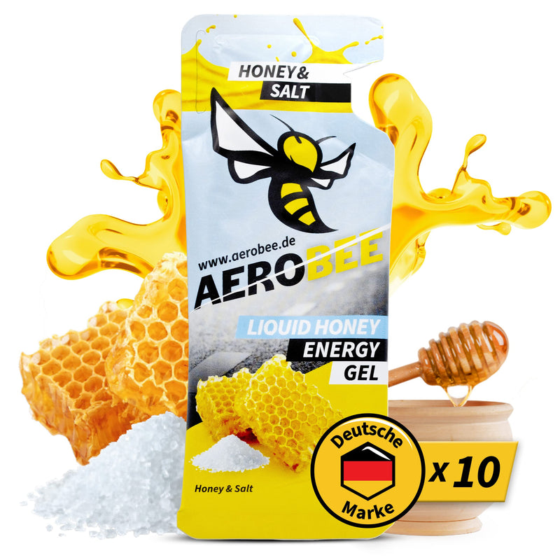 Aerobee Energy Liquid Gel - Honey & Salt 10 X 26 G [100% Natural Energy Gel Made Of Honey] Really Delicious Sports Gel For Endurance Sports, Energy Gel Running, Power Gel Sport, Carbohydrate Gel - NewNest Australia