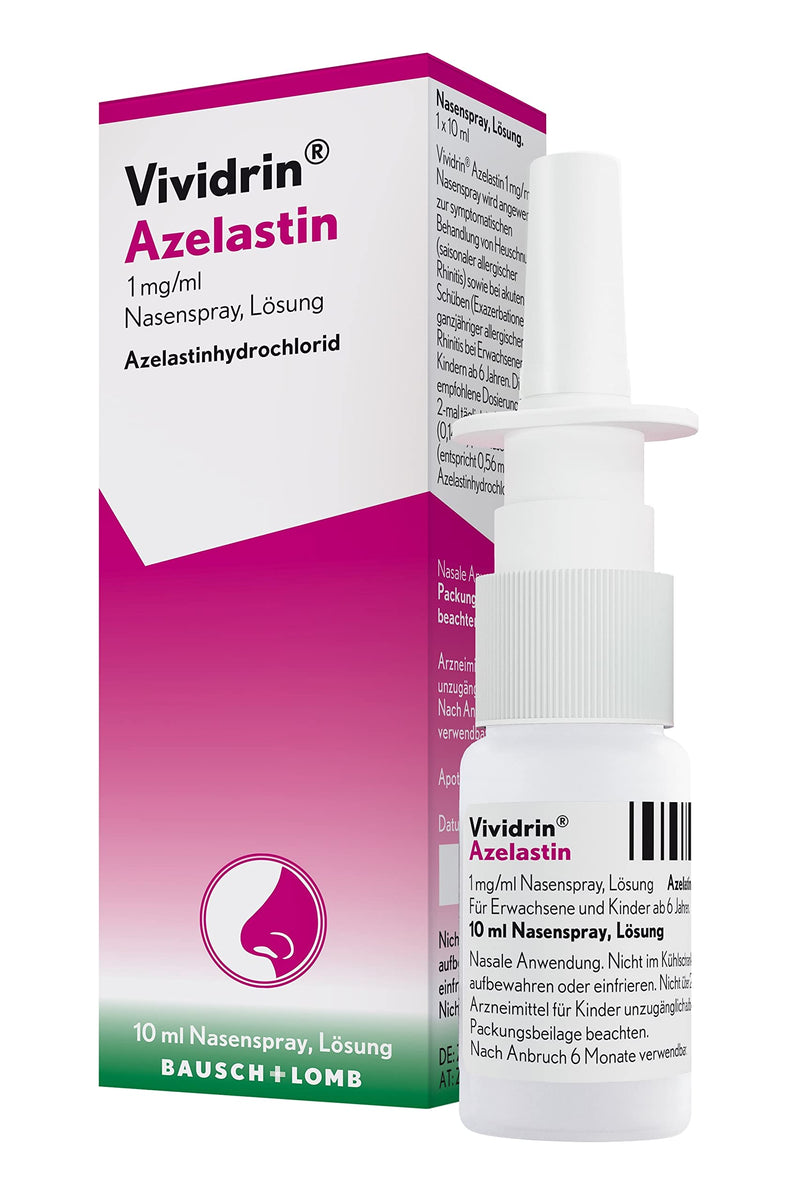 Vividrin Azelastine 1 mg/ml nasal spray solution: quick acute help for hay fever complaints, for seasonal and year-round allergies, 10 ml - NewNest Australia