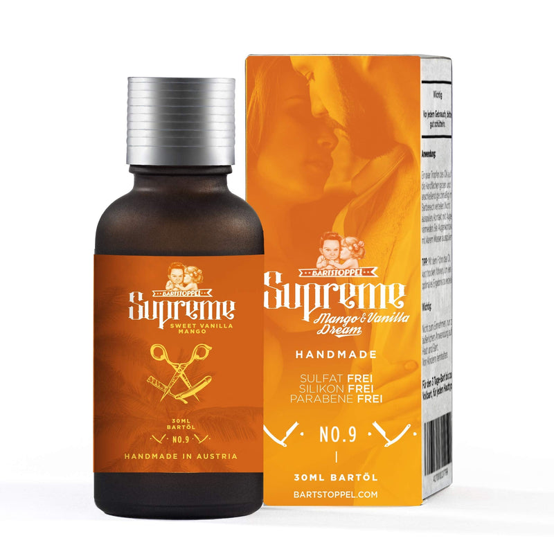 Beard oil vanilla mango scent Bartstoppel® Supreme men - daily beard care 3-day beard to full beard - Beard Oil Vegan - with castor oil for beard growth - NewNest Australia