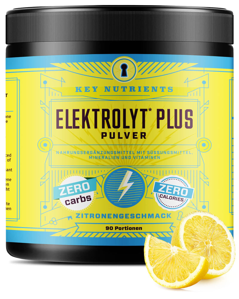 Key Nutrients Electrolytes - Lemonade - 90 servings - Electrolyte powder without sugar - Keto electrolyte sport: gluten-free without sugar - Addition: magnesium, potassium - Electrolyte powder lemon flavor 90 servings (pack of 1) - NewNest Australia