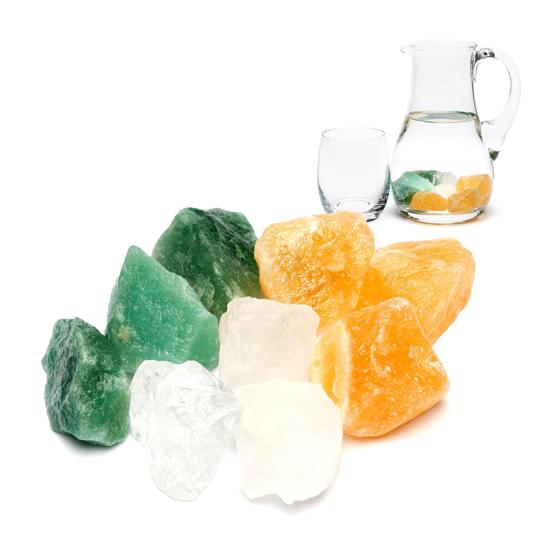 PURAJA Waterstone Blend Strength & Courage | Premium healing stone set made from real gemstones: rock crystal, orange calcite, aventurine | 100% natural crystals 250 g (pack of 1) - NewNest Australia