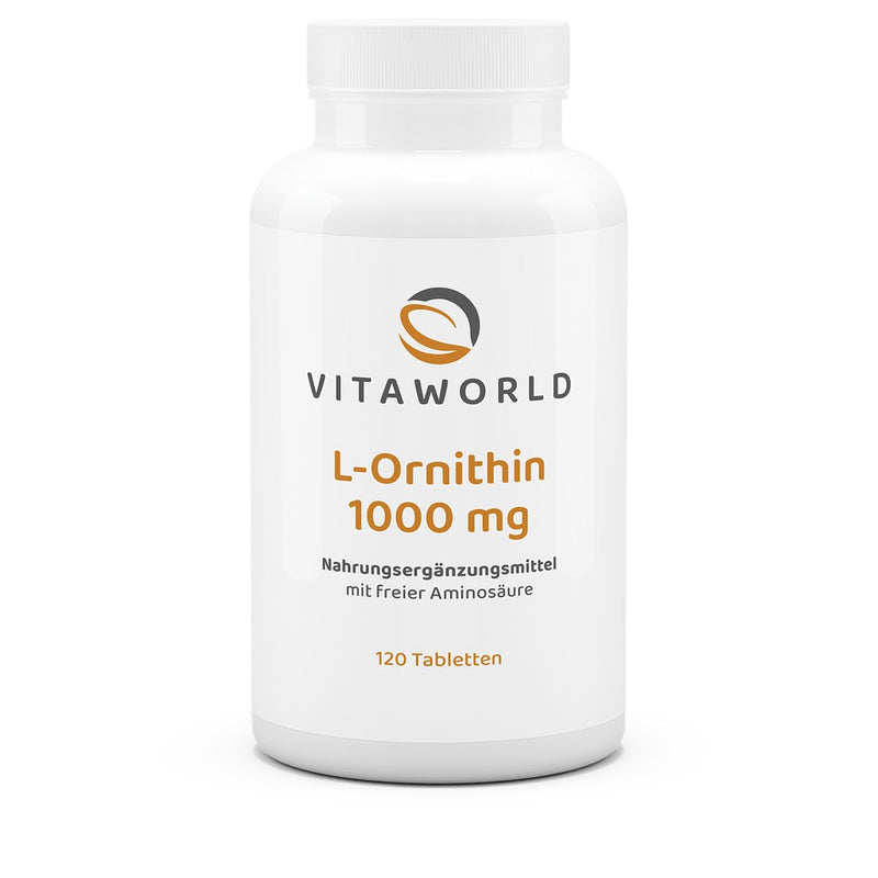 Pack of 3 Vita World L-Ornithine 1000 mg 3 x 120 tablets High dosage Vegan Only 1 tablet per day Pharmacist production - NewNest Australia