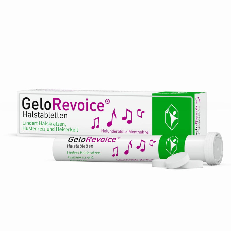 GeloRevoice Elderflower Menthol Free Neck Tablets Pack of 20 - For Sore Throat, Throat Scratching, Cough Stimulation and Hoarseness, Helps Quickly Noticeable - NewNest Australia