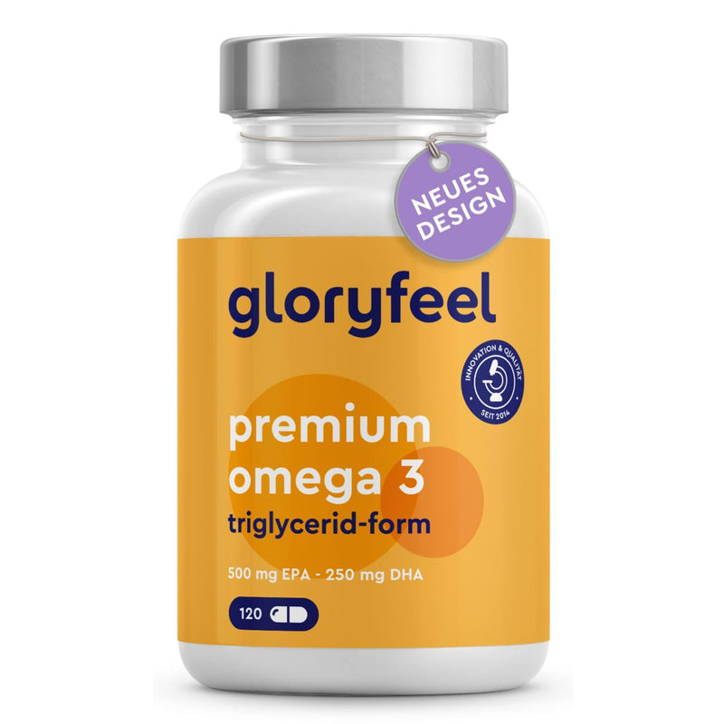 Premium Omega 3-120 capsules - 1000 mg fish oil per capsule with EPA and DHA - 3 times strength: in triglyceride form - Laboratory tested, carefully purified and from sustainable fishing - NewNest Australia
