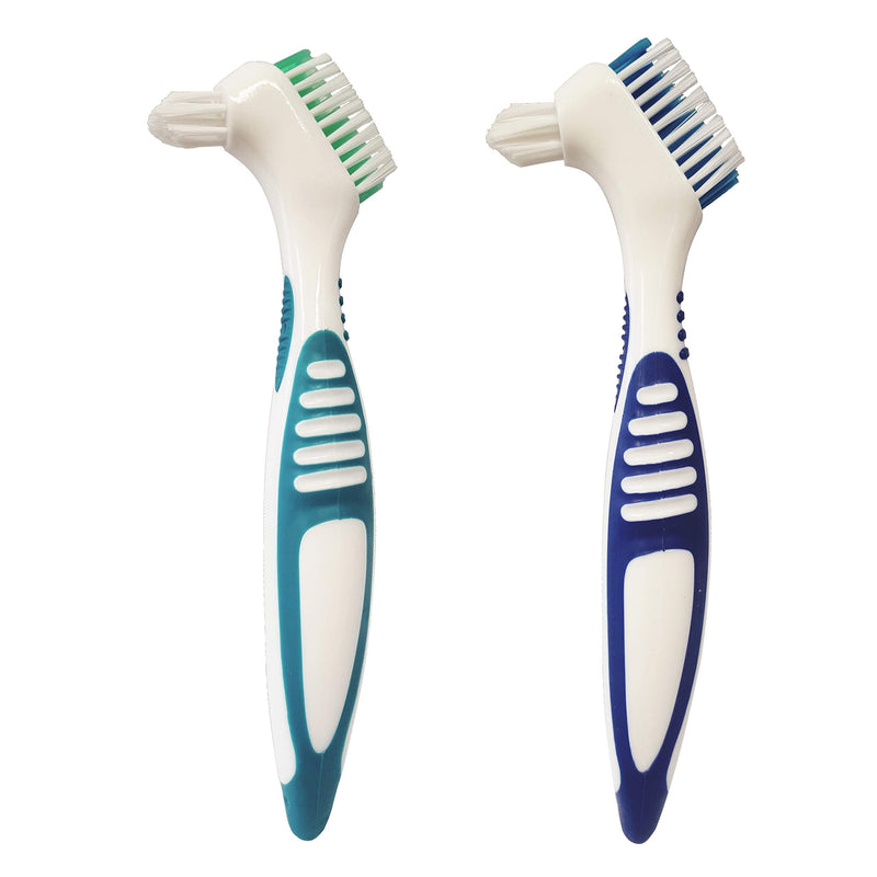 2 pieces denture brushes double bristle head toothbrush set portable ergonomic toothbrush multi-layer bristles false teeth brush for dental care - NewNest Australia