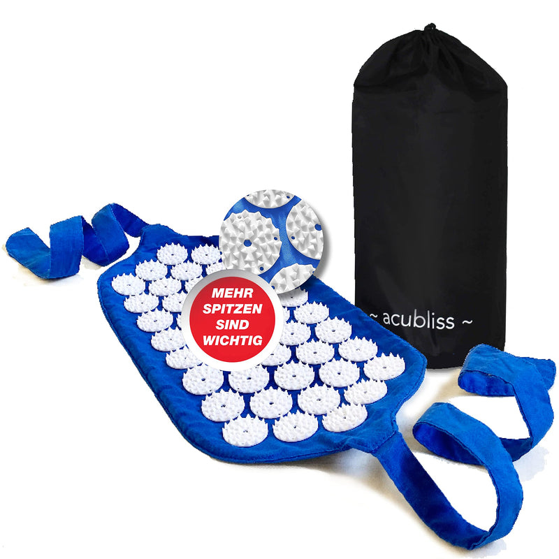 Acubliss Strap Acupressure Mat - 1,848 Nails - Belt Acupressure Mat For On The Go Against Neck Pain And Back Pain For Targeted Use - With Bag - 42 X 20 Cm - Blue - NewNest Australia