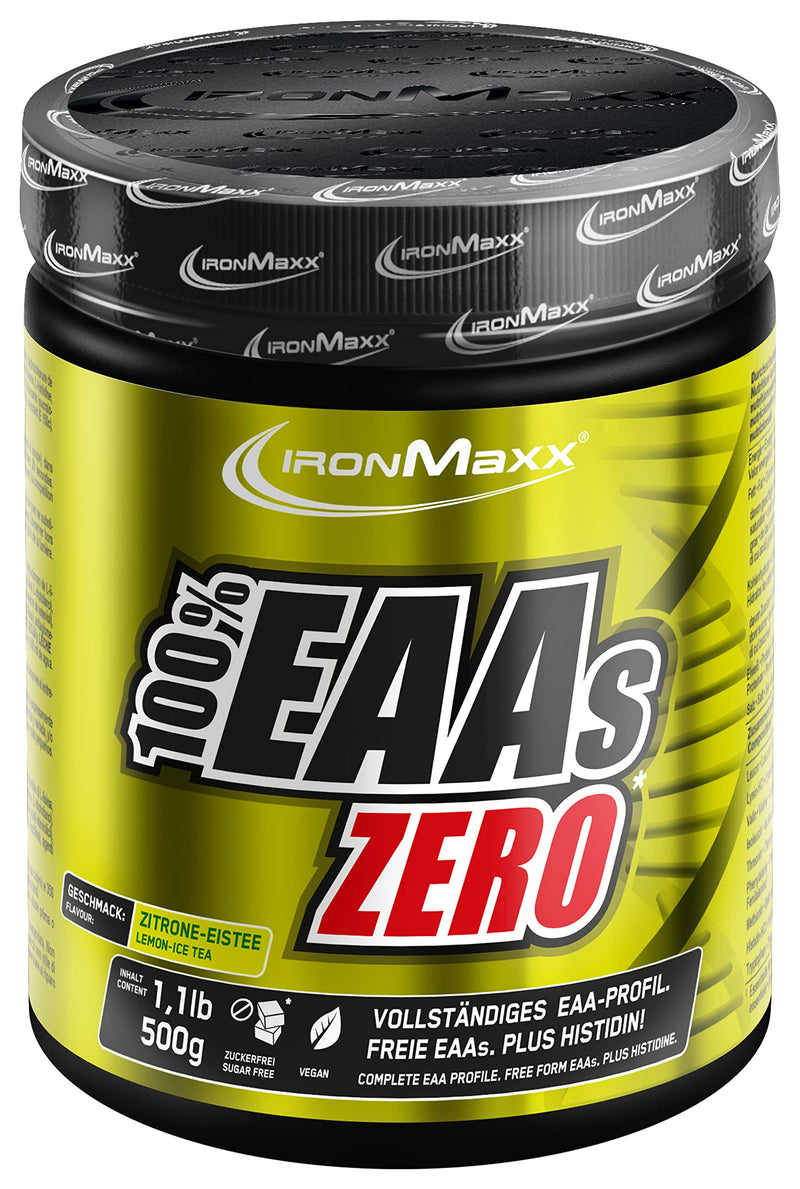 Ironmaxx 100% Eaas Zero - Ice Tea Lemon 500G Can | Eaa Powder, Vegan And Sugar-Free With All 8 Essential Amino Acids | Fruity Taste, Free Of Preservatives 500 G (Pack Of 1) - NewNest Australia
