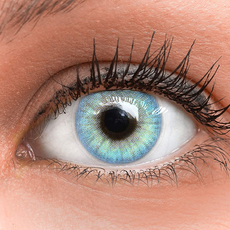 Glamlens Jasmine Light Blue Contact Lenses + Container, Very High-Covering Natural Blue Contact Lenses, Colored Silicone Hydrogel Monthly Lenses, 1 Pair (2 Lenses), Dia 14.00, No Strength - NewNest Australia