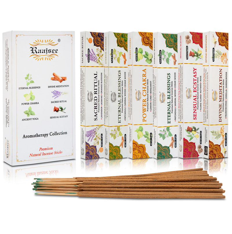 Raajsee 100% Organic Incense Sticks, Hand Rolled, Pack Of 6 15 G Each, Chemical-Free, Perfect For Church, Aromatherapy, Relaxation, Meditation And Sensual Therapy - NewNest Australia