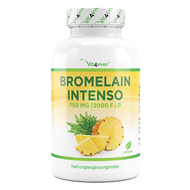 Bromelain Intenso - 750 mg (2000 FIP) - 120 enteric-coated capsules - Natural pineapple extract - Laboratory tested - Vegan - High dosage - NewNest Australia