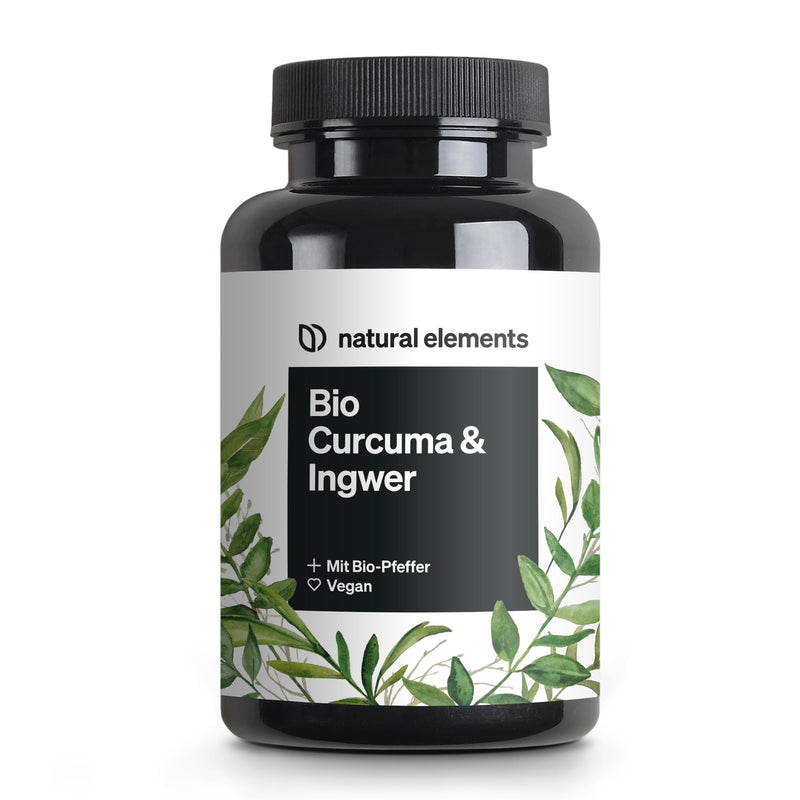 Natural Elements Organic Curcuma & Ginger - 180 Capsules - Organic Turmeric, Organic Ginger & Organic Pepper - With Curcumin & Piperine - High Dosage - Produced In Germany & Laboratory Tested Vegan - NewNest Australia