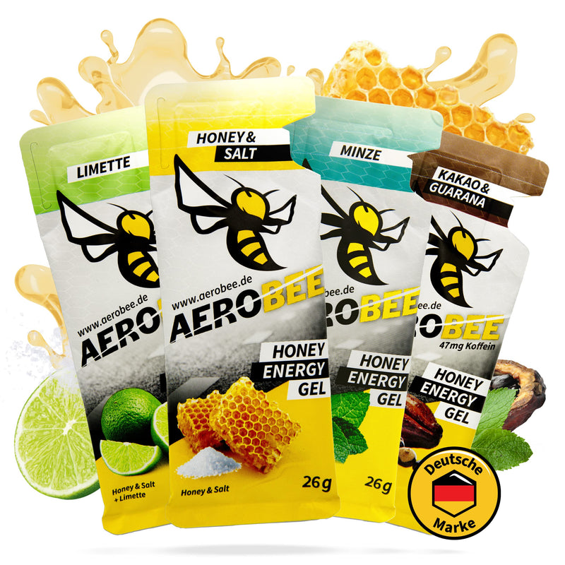 Aerobee Energy Gel Classic - Trial Pack 4 X 26 G [100% Natural Energy Gel Made Of Honey] Really Delicious Sports Gel For Endurance Sports, Energy Gel Running, Power Gel Sport, Sports Nutrition - NewNest Australia