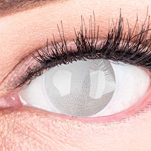 Colored Gray Contact Lenses Cataract Blind Effect Without Prescription - Strong Coverage Halloween Carnival Crazy Fun Lenses with Free Contact Lens Case 0.0 Diopters 8.6 Millimeters 14.00 Millimeters 2.0 - NewNest Australia