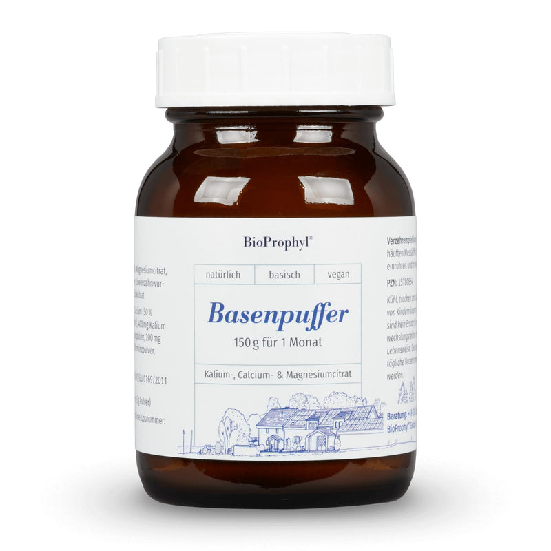 BioProphyl® base buffer with basic minerals as citrate - calcium, potassium, magnesium and zinc + nettle and dandelion powder - 150 g powder (30 portions of 5g each) - 100% vegan - NewNest Australia