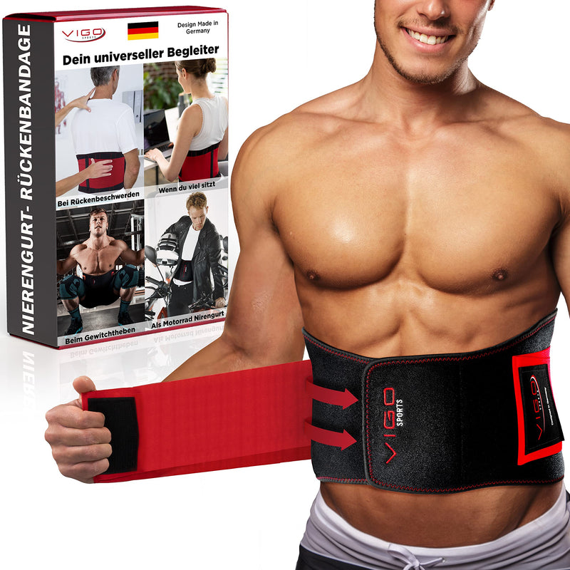 VIGO SPORTS back support machine washable - anti-sweat kidney belt for effective stabilization of the back - back support belt for men and women - warming lumbar support belt L red - NewNest Australia