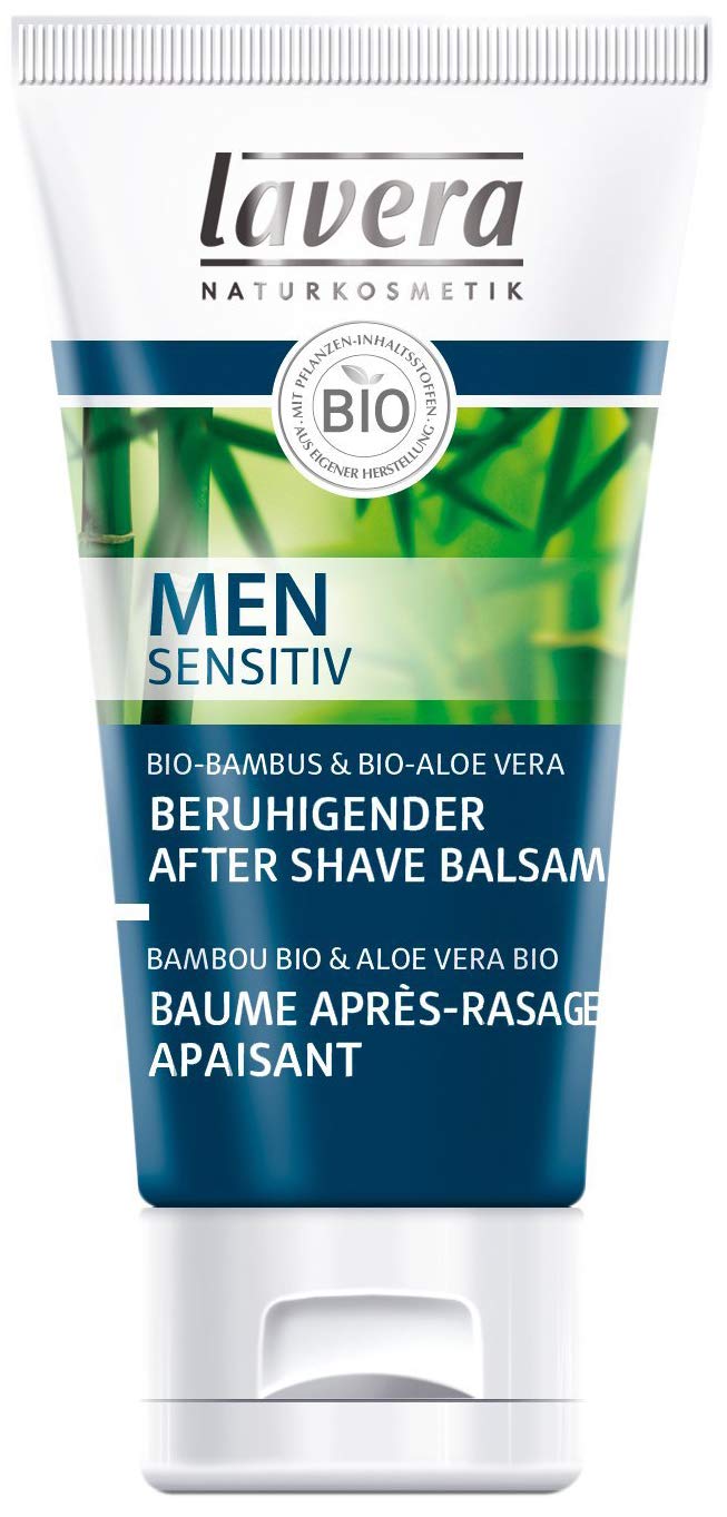 Lavera Men Sensitive Soothing Aftershave Balm - With Organic Bamboo & Organic Aloe Vera - Prevents Skin Redness & Soothes Stressed Sensitive Skin - Natural Cosmetics - Vegan - Organic (1 X 50 Ml) - NewNest Australia