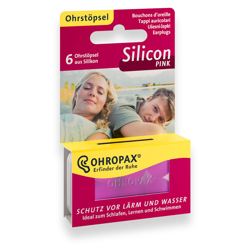 Ohropax Silicone Earplugs, Waterproof Earplugs Made Of Skin-Friendly Silicone, For Protection Against Water When Swimming, Noise And Wind, 1 Pack Of 6 11959 Pink 6 - NewNest Australia