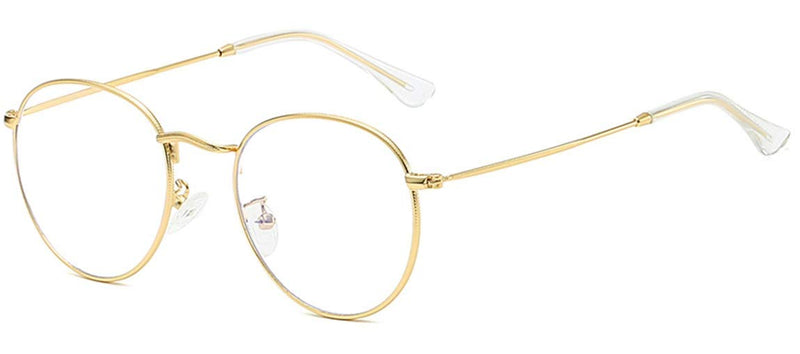 MIGOO Classic Round Blue Light Filter Glasses Without Strength Metal Frame Retro Glasses Frames Nerd Glasses Unisex (Men/Women) Gold Anti-blue Light - NewNest Australia