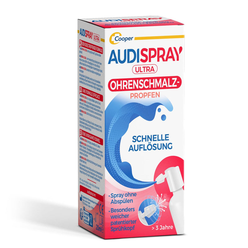 AUDISPRAY Ultra - Treatment of earwax plugs - Rapid dissolution of earwax plugs - Ear spray 20 ml - NewNest Australia