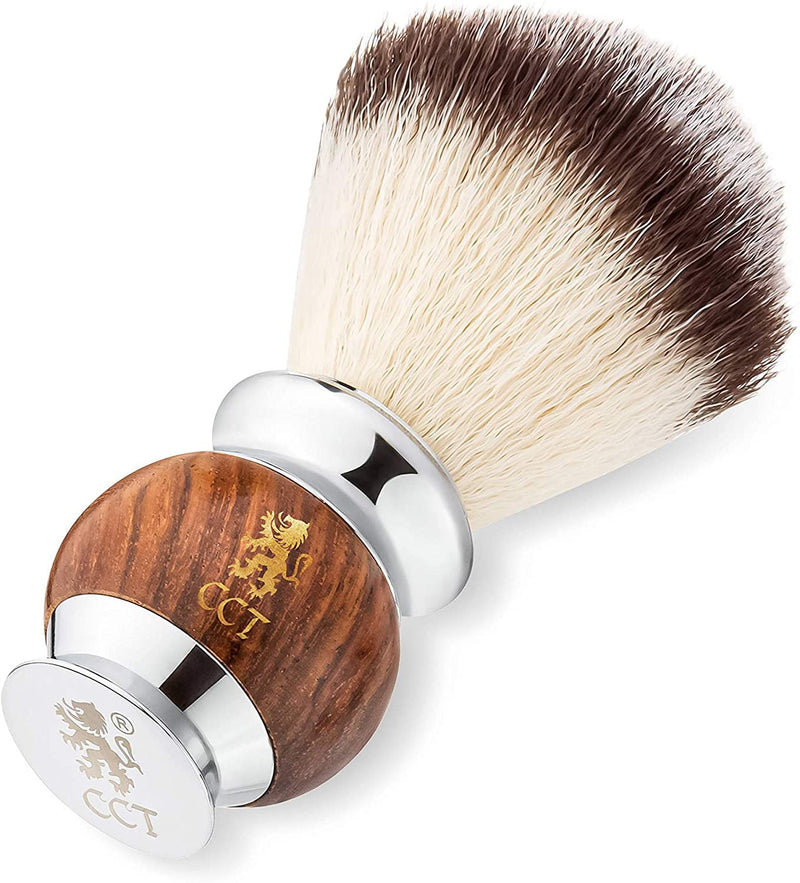 The Cambridge Cut Throat Premium Vegan Shaving Brush Made of Wood and Stainless Steel for Men - Imitation Badger Hair Shaving Brush - Great Men's Gift - NewNest Australia