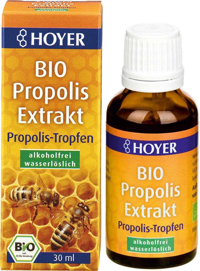 HOYER Propolis drops organic - alcohol-free & water-soluble - pure propolis extract as a dietary supplement or for external use - 30 ml - NewNest Australia