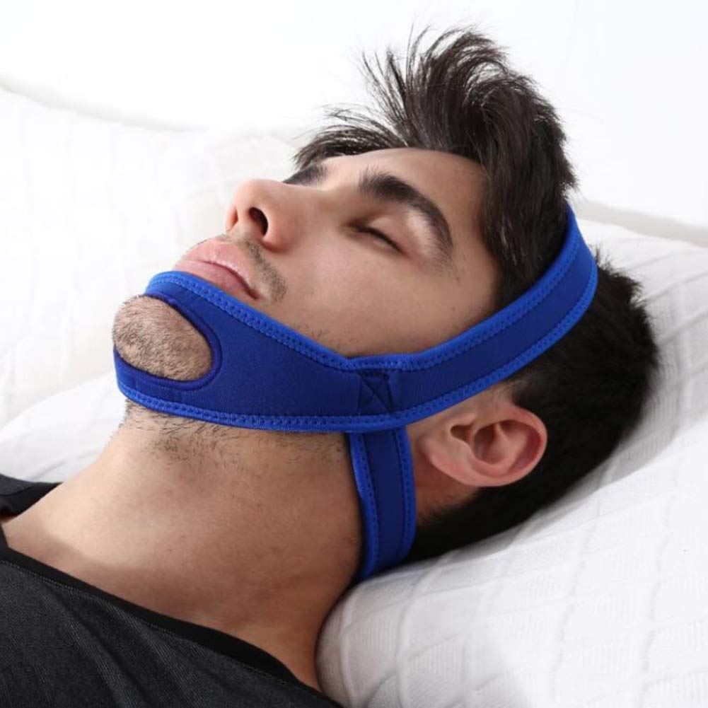 2 Colors Anti Snoring Strap, Unisex Sleep Stop Snoring Strap, Headband Jaw Support Strap, Adjustable, Comfortable Anti Snoring Bands For Men And Women (Blue) - NewNest Australia