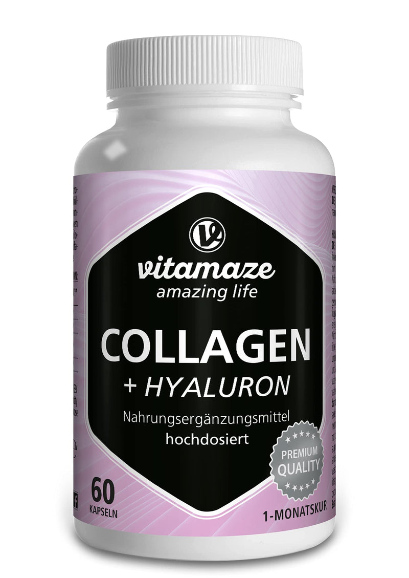 Collagen Capsules High Dose + Hyaluronic Acid + Chondroitin + Lysine, 600 Mg Pure Collagen Hydrolysate Per Day, 60 Capsules For 1 Month, Bioactive & No Additives, Made In Germany - NewNest Australia