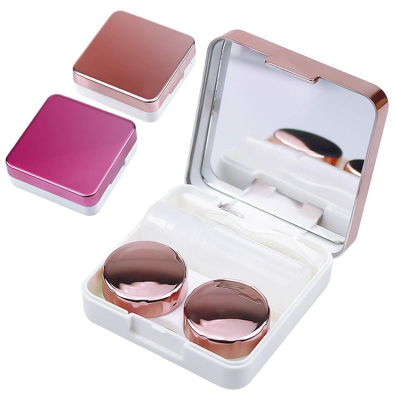 Natuce Contact Lens Case, Protective Case For Contact Lenses And Integrated Mirror, Contact Lenses, Glasses Case, Portable, Travel Contact Lens Set For Home And Travel (Pink And Rose Gold), Pink And - NewNest Australia
