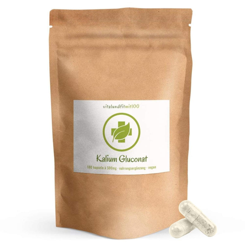 Potassium Gluconate capsules - 180 pieces of 500 mg each - essential mineral - acid-resistant - without magnesium stearate - 100% vegan, gluten and lactose free - WITHOUT chemicals and additives - NewNest Australia