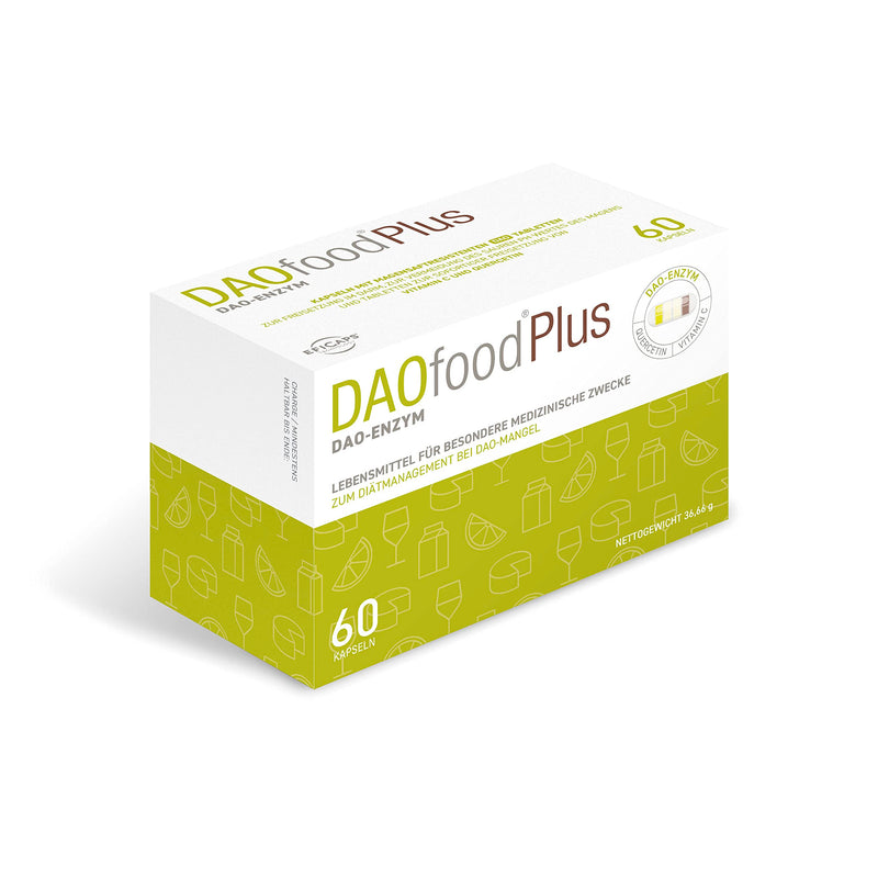 Daofood Plus - Dietary Supplement Dao Deficiency/Histamine Intolerance - 60 Efficient, Easily Digestible Entertainment Capsules - Digestive Enzymes - Dao Enzyme, Quercetin And Vitamin C - NewNest Australia