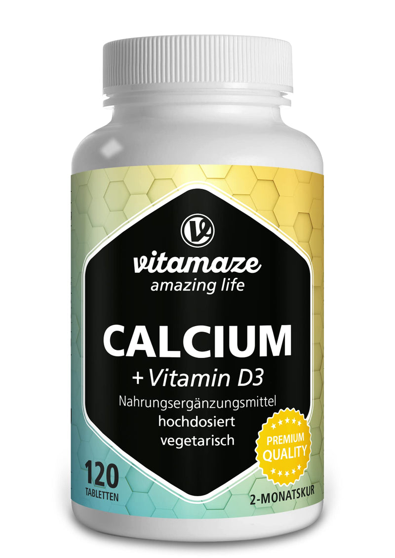 Calcium + Vitamin D3 High Dose, 600 Mg Calcium Carbonate + 400 Iu Cholecalciferol Per Daily Dose, 120 Vegetarian Tablets For 2 Months, Dietary Supplement Without Additives, Made In Germany - NewNest Australia