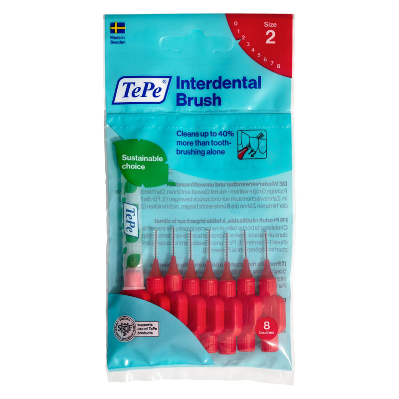 TePe Original Interdental Brushes - Easy to clean between teeth - 1 x 8 brushes - Diameter 0.5 mm - Red Rossa 8 pieces (pack of 1) One size - NewNest Australia